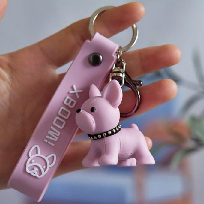 Catena chiave su ordinazione dei bulldog francesi dell'unità di elaborazione di Pit Bull Car Key Ring della resina creativa all'ingrosso del regalo